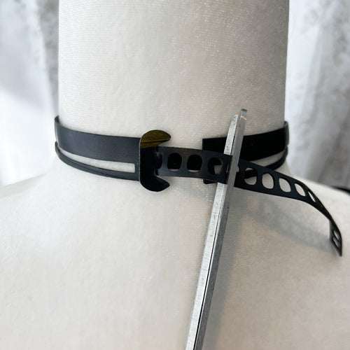 Ribbon+Stripe Choker handcrafted in Black Verdasil™, Verdari™ collection — Designed For Motion. Performance jewelry by KADEN & KAI®.