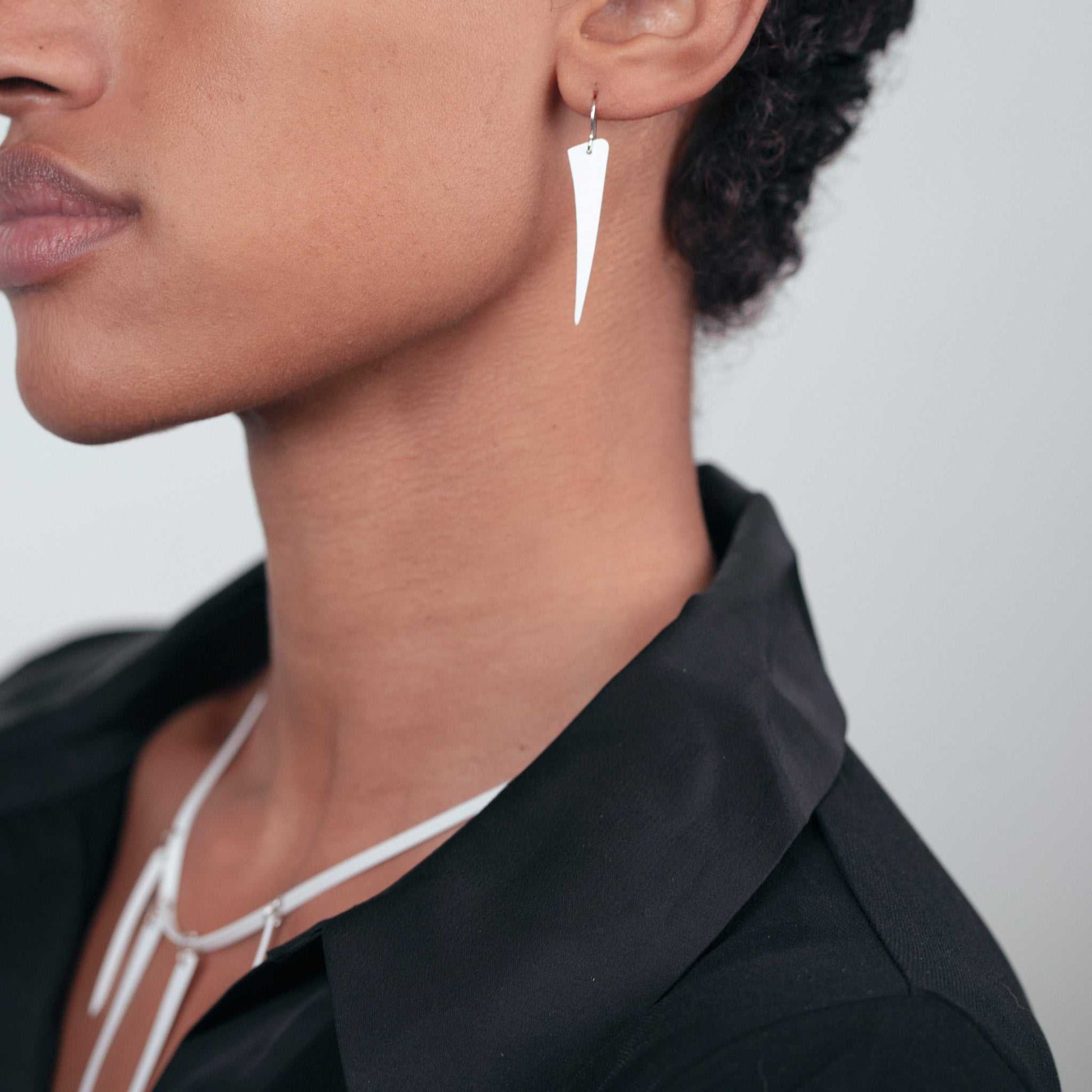 Saber Tooth Earrings and Necklace handcrafted in White Verdasil® | Verdalure - Designs That Elevate | Sustainable Fashion Jewelry |  KADEN & KAI®