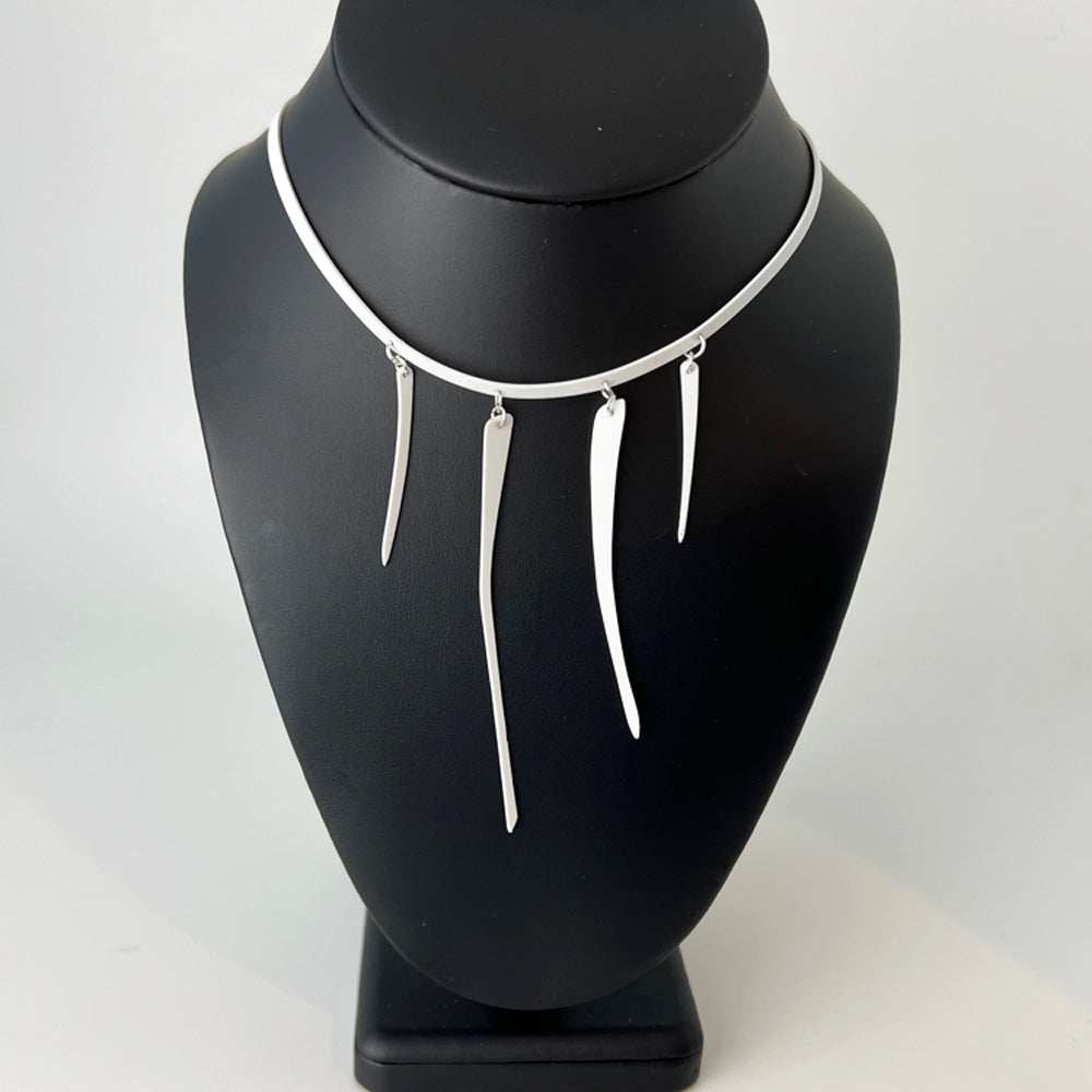 Saber Tooth Necklace handcrafted in White Verdasil™, Verdalux™ collection — Designs That Elevate. Performance jewelry by KADEN & KAI®.