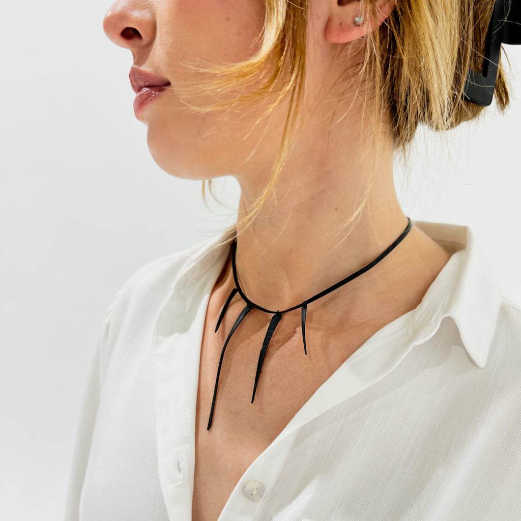 Saber Tooth Necklace handcrafted in Black Verdasil™, Verdalux™ collection — Designs That Elevate. Performance jewelry by KADEN & KAI®.