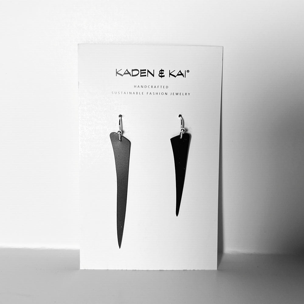 Saber Tooth Earrings handcrafted in Black Verdasil® | Verdalure - Designs That Elevate | Sustainable Fashion Jewelry |  KADEN & KAI®