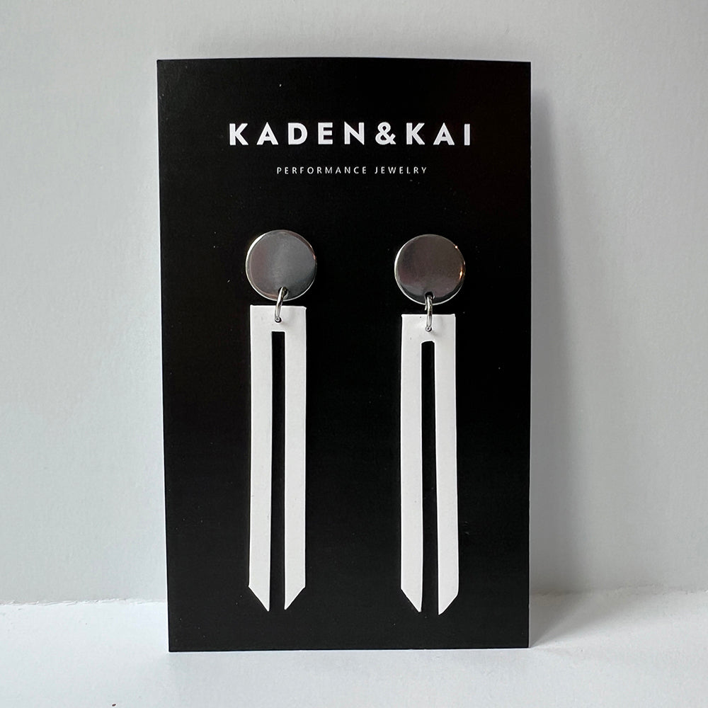 Shockwave Earrings handcrafted in White Verdasil® | Verdari Performance Jewelry |  KADEN & KAI®