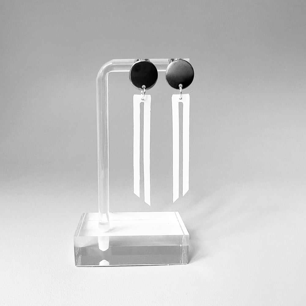 Shockwave Earrings handcrafted in White Verdasil™, Verdalux™ collection — Designs That Elevate. Performance jewelry by KADEN & KAI®.