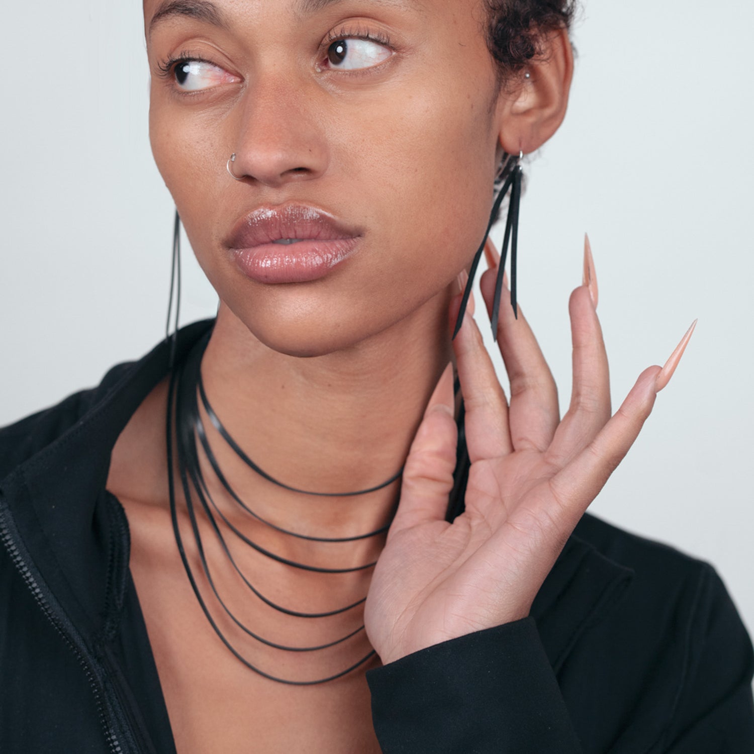 Shockwave Necklace and Kuiper Comet Earrings handcrafted in Black Verdasil® | Verdalure - Designs That Elevate | Sustainable Fashion Jewelry |  KADEN & KAI®