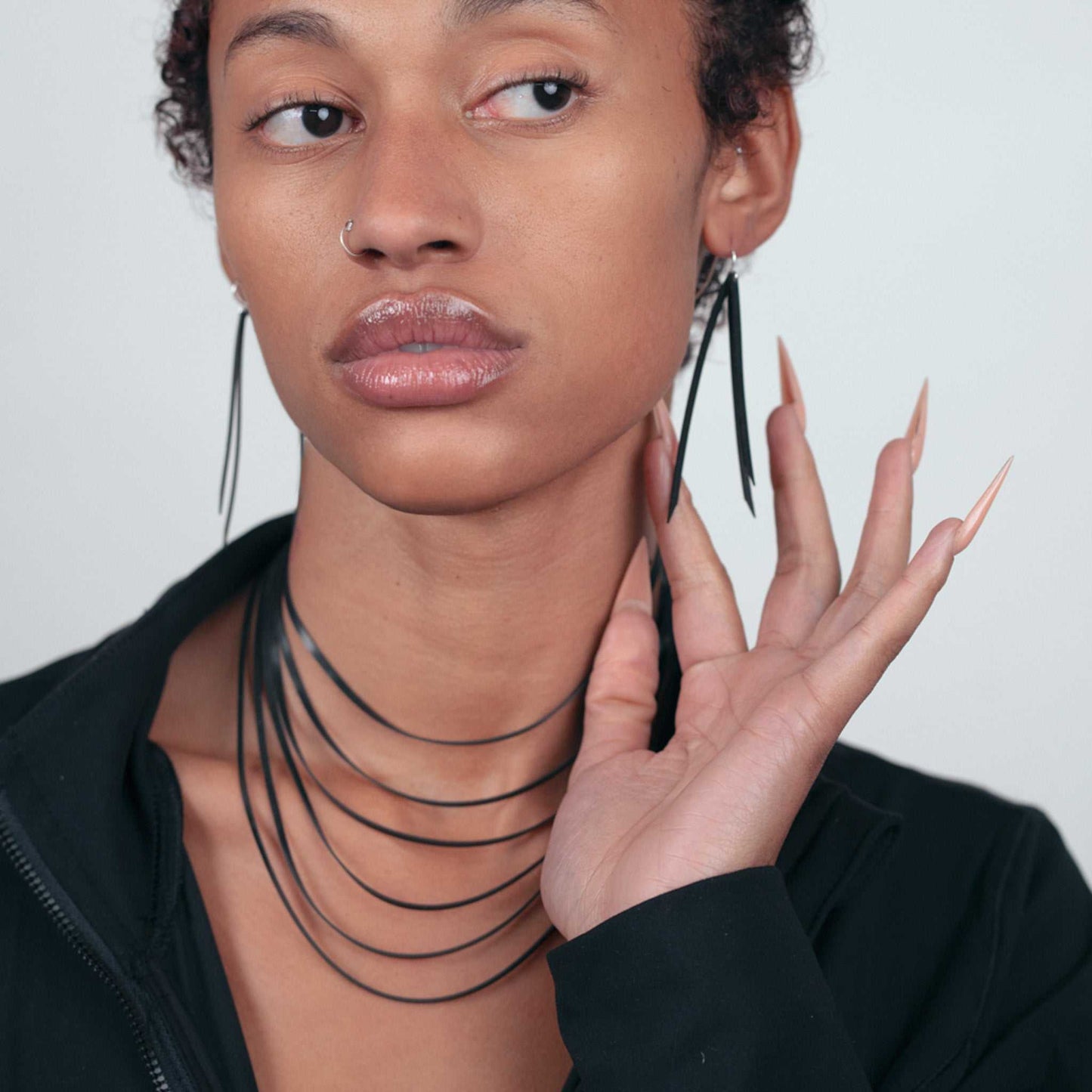 Shockwave Necklace and Kuiper Comet Earrings handcrafted in Black Verdasil® | Verdalure - Designs That Elevate | Sustainable Fashion Jewelry |  KADEN & KAI®