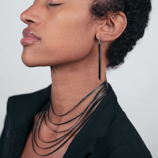 Moonbeam Earrings handcrafted in Black Verdasil® | Verdari - Designed for Motion | Performance Jewelry |  KADEN & KAI®