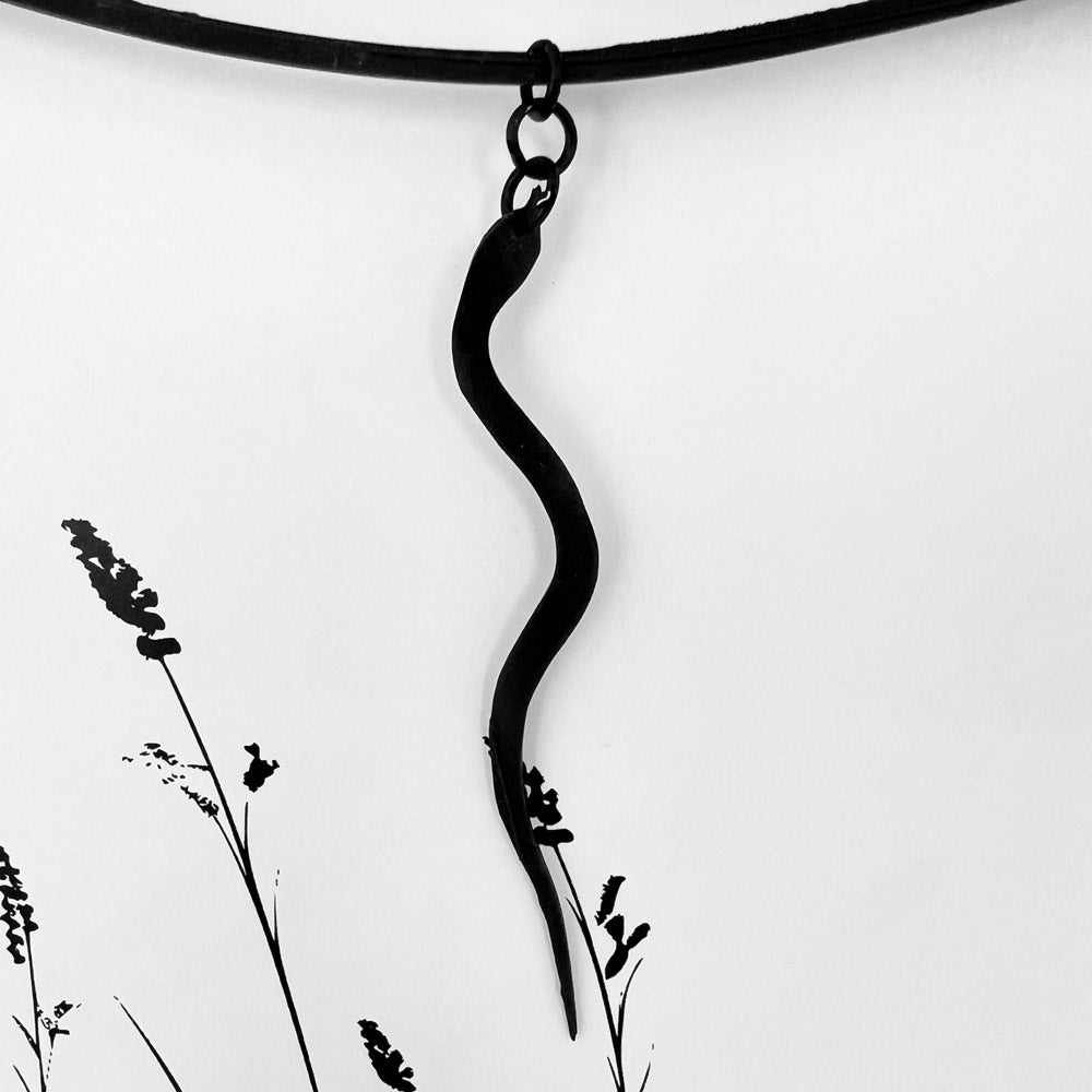 Snake Charm Ribbon Choker handcrafted in Black Verdasil™, Verdalux™ collection — Designs That Elevate. Performance jewelry by KADEN & KAI®.