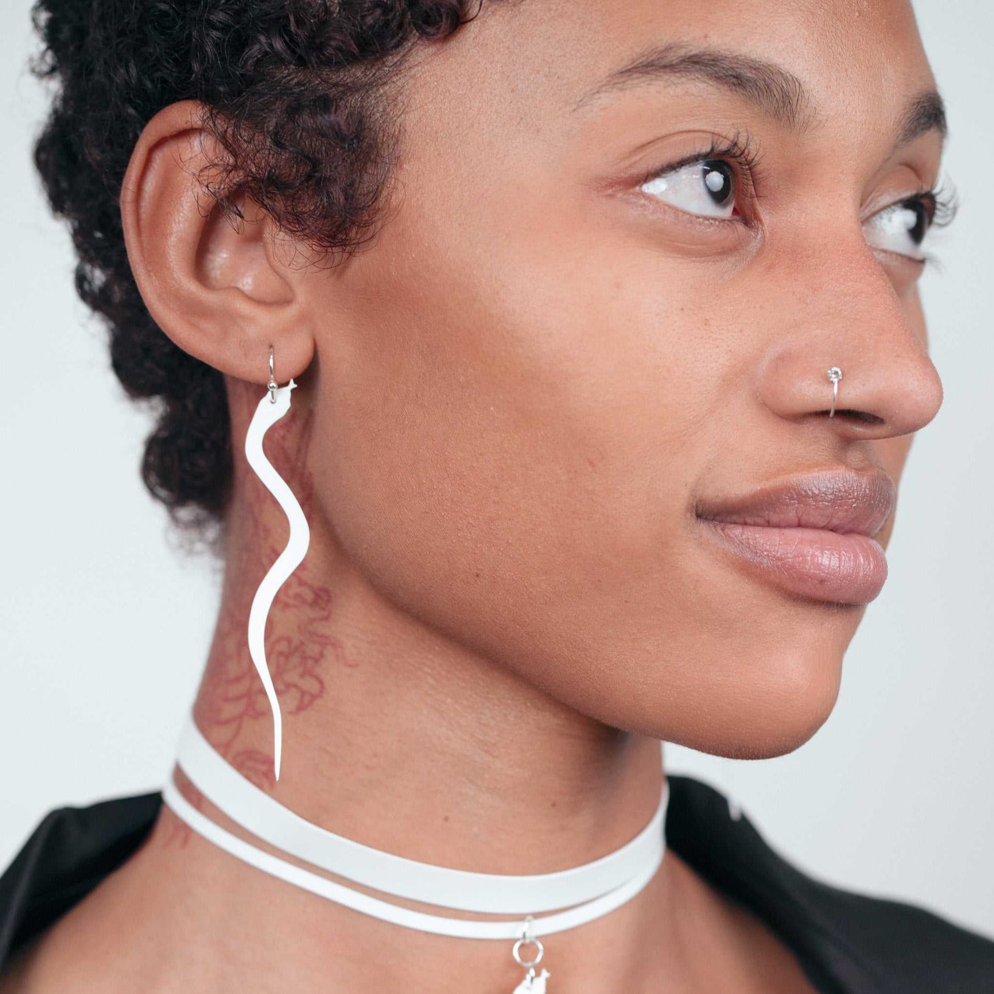 Snake Charm Earrings and Choker handcrafted in White Verdasil™, Verdalux™ collection — Designs That Elevate. Performance jewelry by KADEN & KAI®.