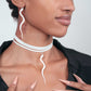 Snake Charm Ribbon Choker and Earrings handcrafted in White Verdasil™, Verdalux™ collection — Designs That Elevate. Performance jewelry by KADEN & KAI®.
