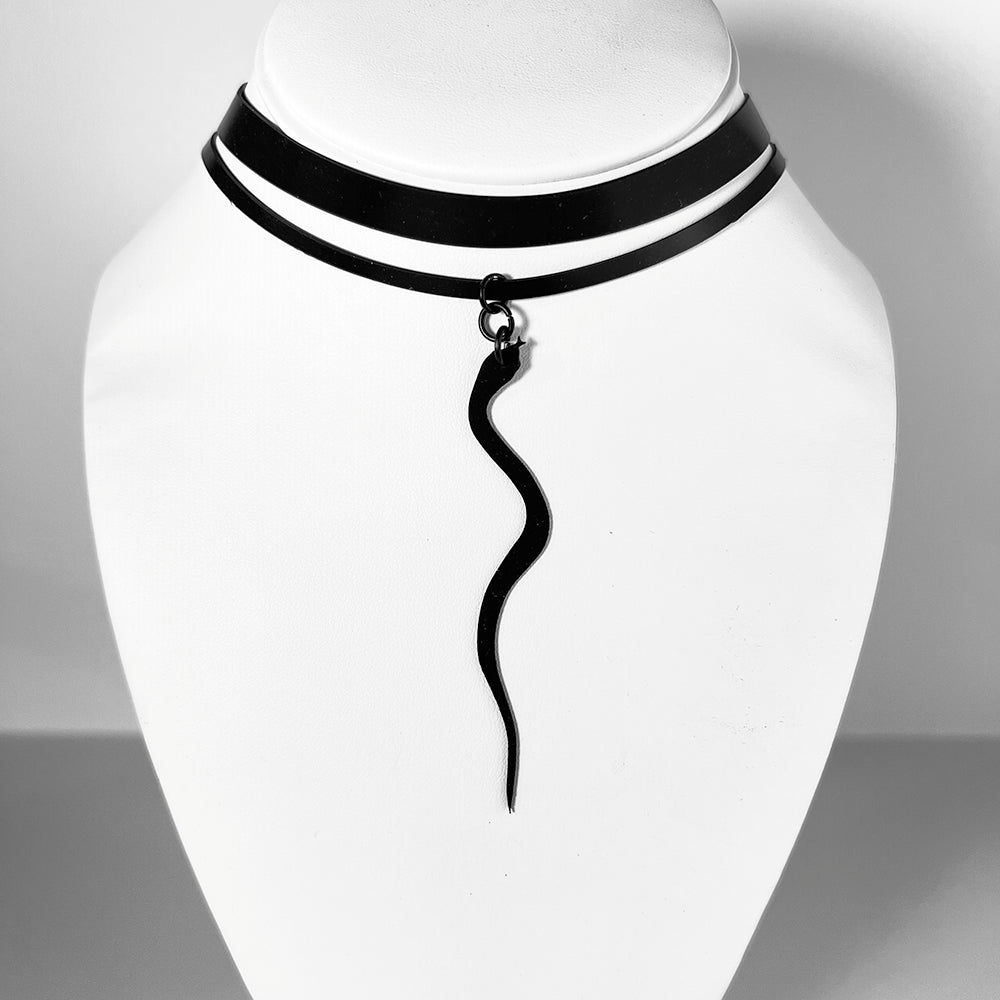 Snake Charm Ribbon Choker handcrafted in Black Verdasil™, Verdalux™ collection — Designs That Elevate. Performance jewelry by KADEN & KAI®.