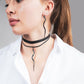 Snake Charm Ribbon Choker and Earrings handcrafted in Black Verdasil™, Verdalux™ collection — Designs That Elevate. Performance jewelry by KADEN & KAI®.