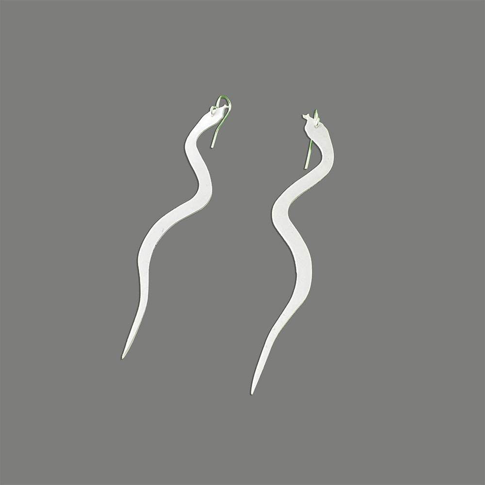 Snake Charm Earrings handcrafted in White Verdasil™, Verdalux™ collection — Designs That Elevate. Performance jewelry by KADEN & KAI®.
