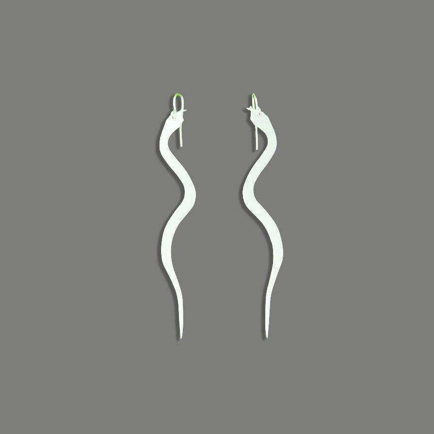 Snake Charm Earrings handcrafted in White Verdasil™, Verdalux™ collection — Designs That Elevate. Performance jewelry by KADEN & KAI®.