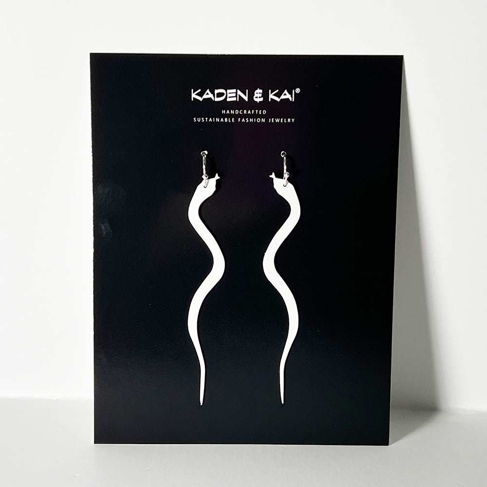 Snake Charm Earrings handcrafted in White Verdasil® | Verdalure - Designs That Elevate | Sustainable Fashion Jewelry |  KADEN & KAI®