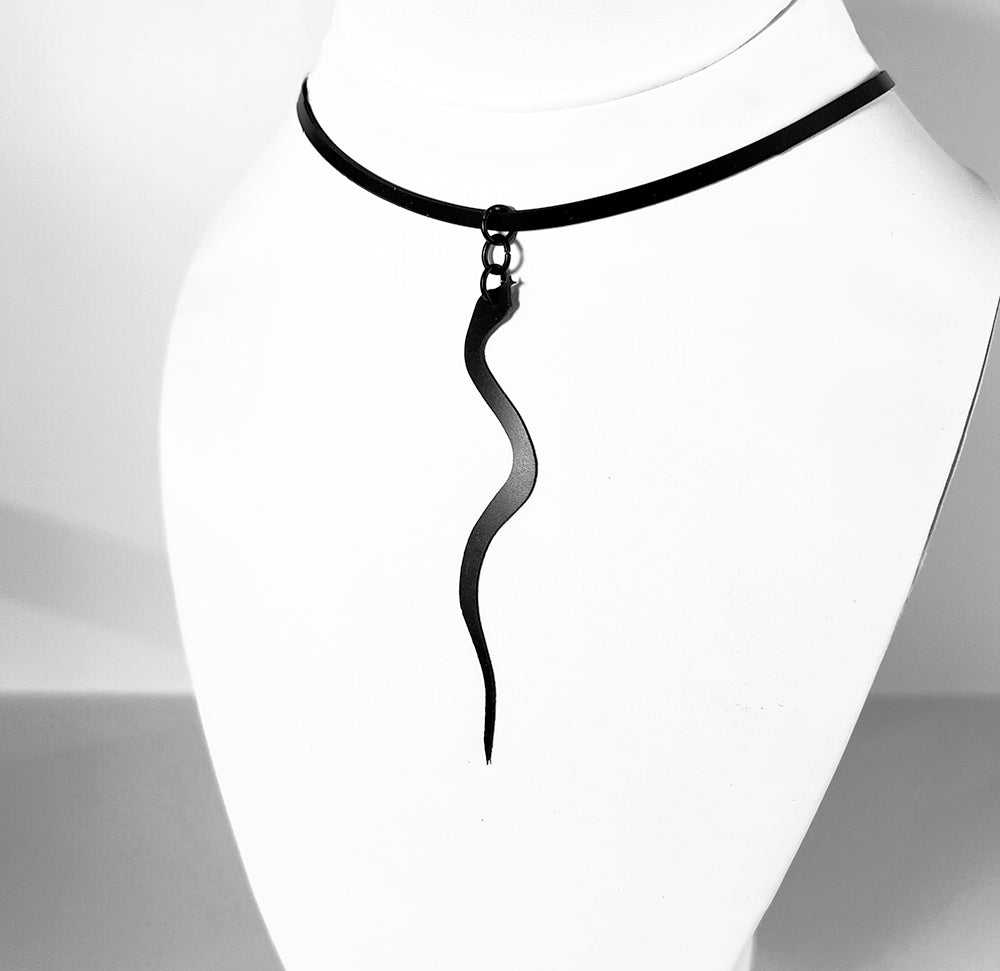 Snake Charm Necklace handcrafted in Black Verdasil® | Verdalure - Designs That Elevate | Sustainable Fashion Jewelry |  KADEN & KAI®