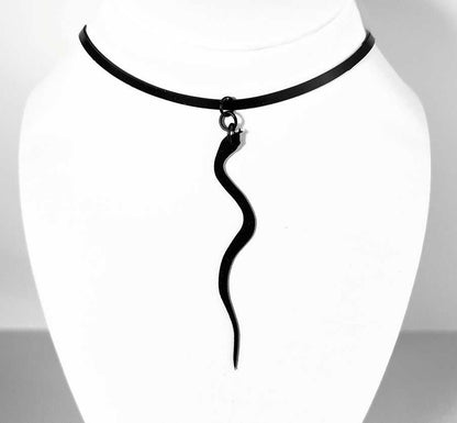 Snake Charm Necklace handcrafted in Black Verdasil® | Verdalure - Designs That Elevate | Sustainable Fashion Jewelry |  KADEN & KAI®