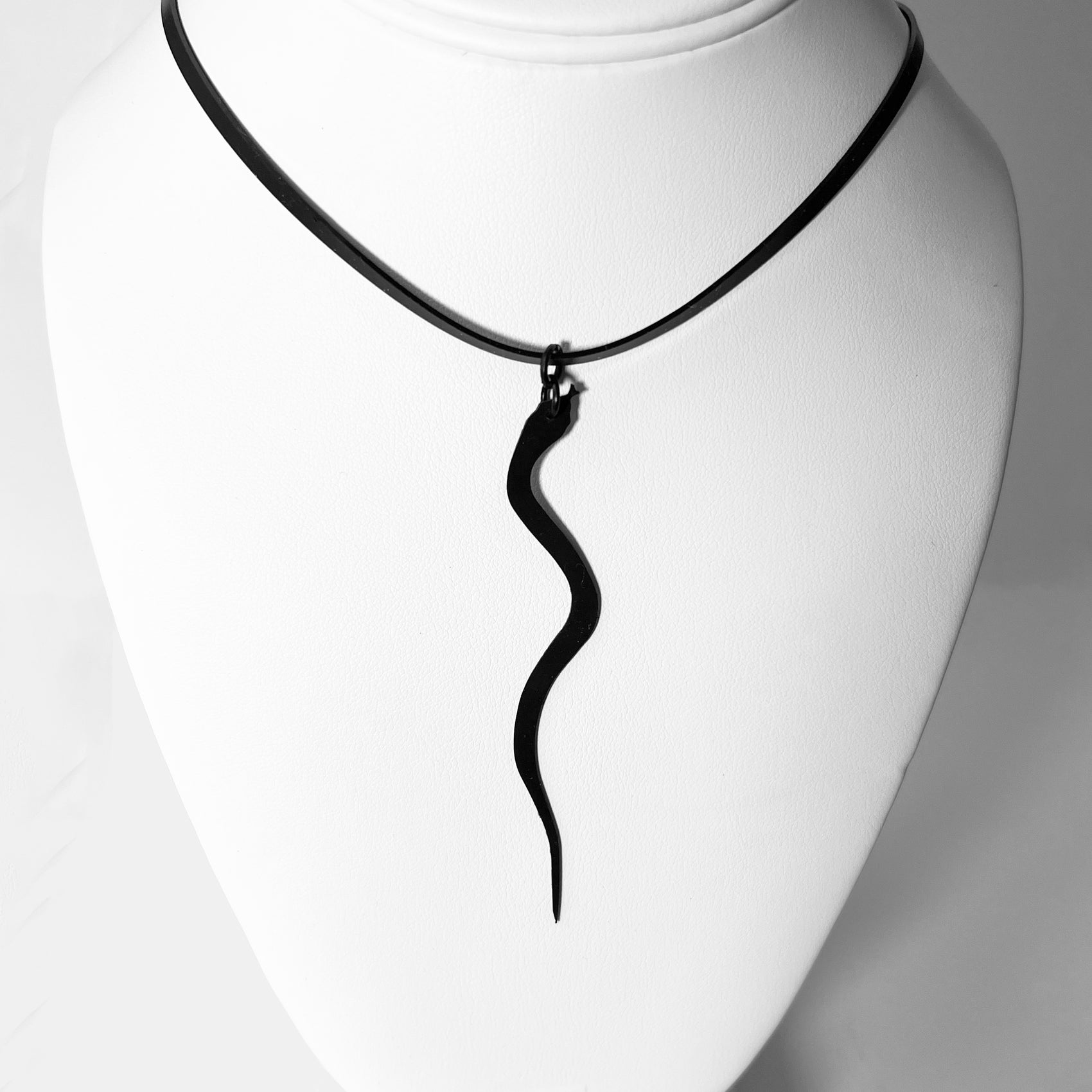 Snake Charm Necklace handcrafted in Black Verdasil® | Verdalure - Designs That Elevate | Performance Jewelry |  KADEN & KAI®