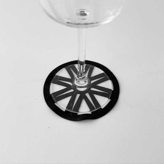 Coasters handcrafted from upcycled bicycle tubes.