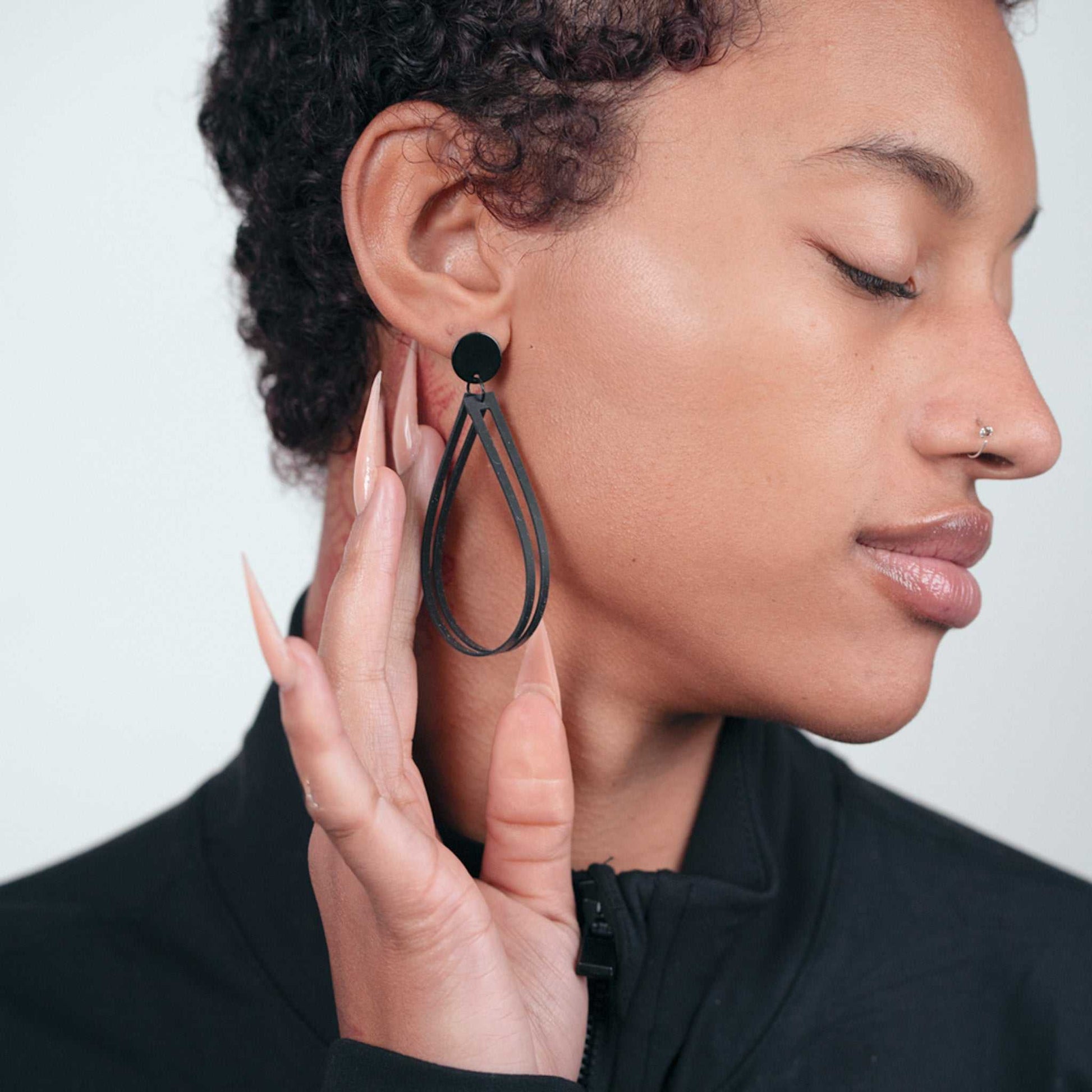 Super Sonic Earrings handcrafted in Black Verdasil™, Verdalux™ collection — Designs That Elevate. Performance jewelry by KADEN & KAI®.