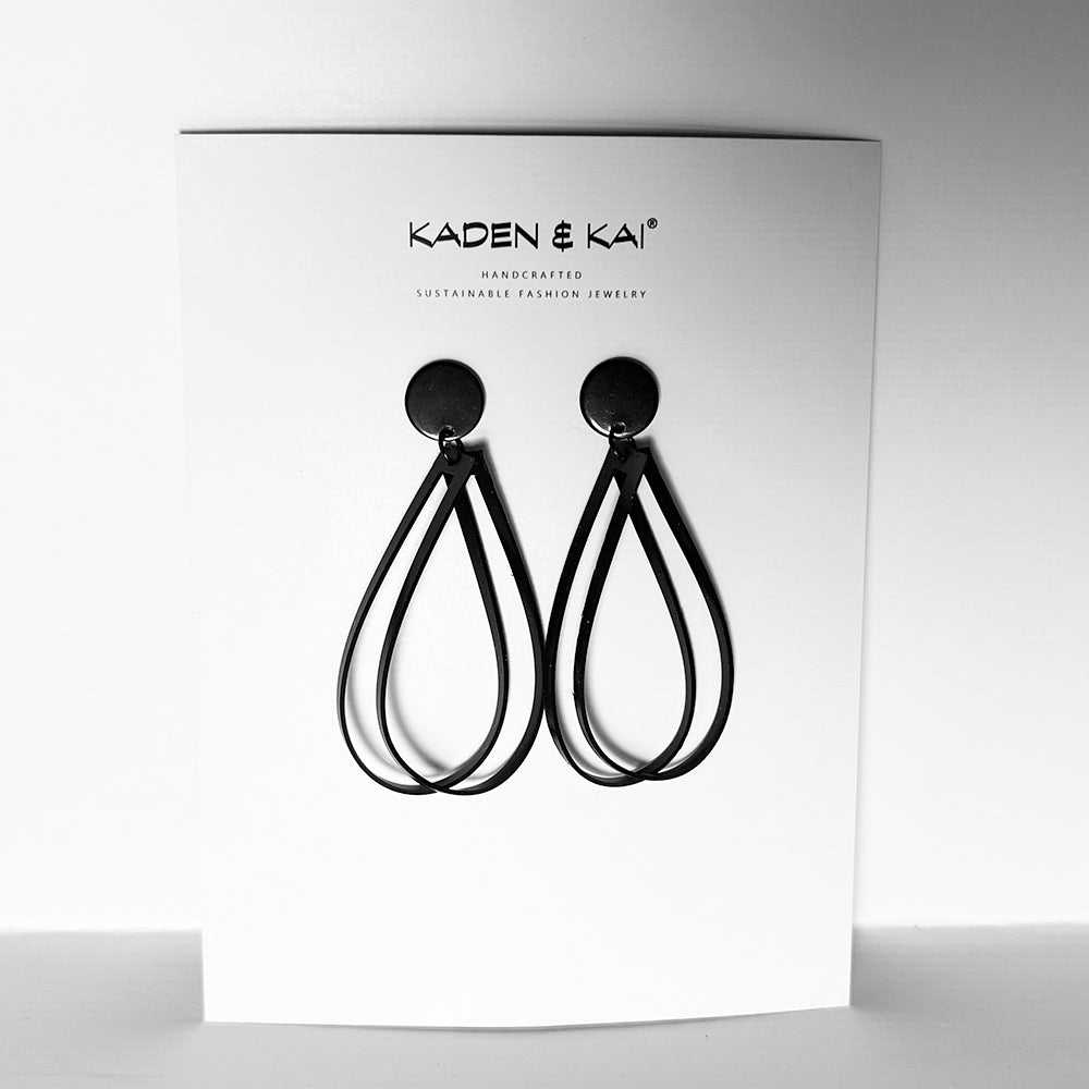 Super Sonic Earrings handcrafted in Black Verdasil® | Verdalure - Designs That Elevate | Sustainable Fashion Jewelry |  KADEN & KAI®