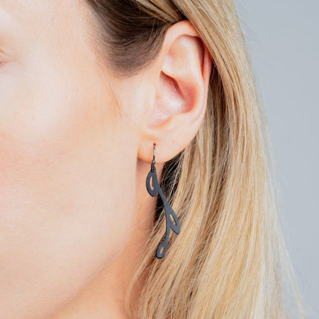 Sweet Ivy Earrings handcrafted in Black Verdasil™, Verdari™ collection — Designed For Motion. Performance jewelry by KADEN & KAI®.