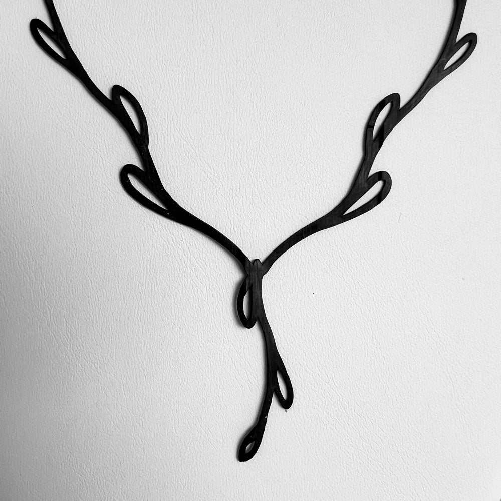 Sweet Ivy V Lariat Necklace handcrafted in Black Verdasil® | Verdalure - Designs That Elevate | Sustainable Fashion Jewelry |  KADEN & KAI®