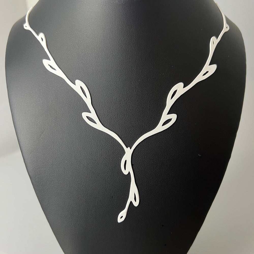 Sweet Ivy V Lariat Necklace handcrafted in White Verdasil® | Verdalure - Designs That Elevate | Sustainable Fashion Jewelry |  KADEN & KAI®