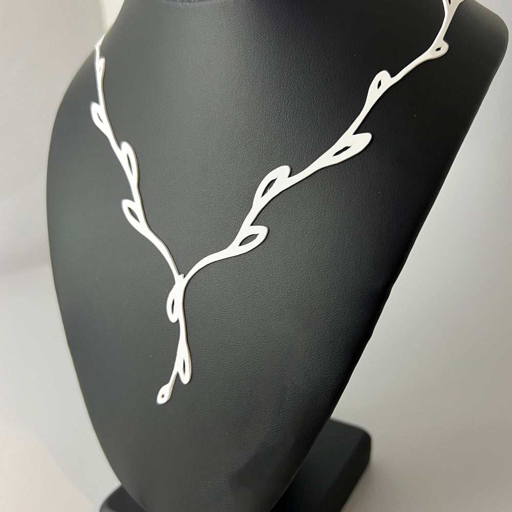 Sweet Ivy V Lariat Necklace handcrafted in White Verdasil® | Verdalure - Designs That Elevate | Sustainable Fashion Jewelry |  KADEN & KAI®