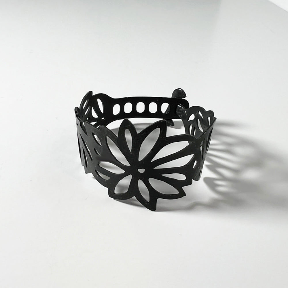 Tropical Flower Bracelet handcrafted in Black Verdasil™, Verdalux™ collection — Designs That Elevate. Performance jewelry by KADEN & KAI®.