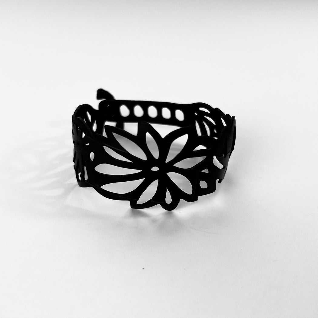 Tropical Flower Bracelet handcrafted in Black Verdasil™, Verdalux™ collection — Designs That Elevate. Performance jewelry by KADEN & KAI®.