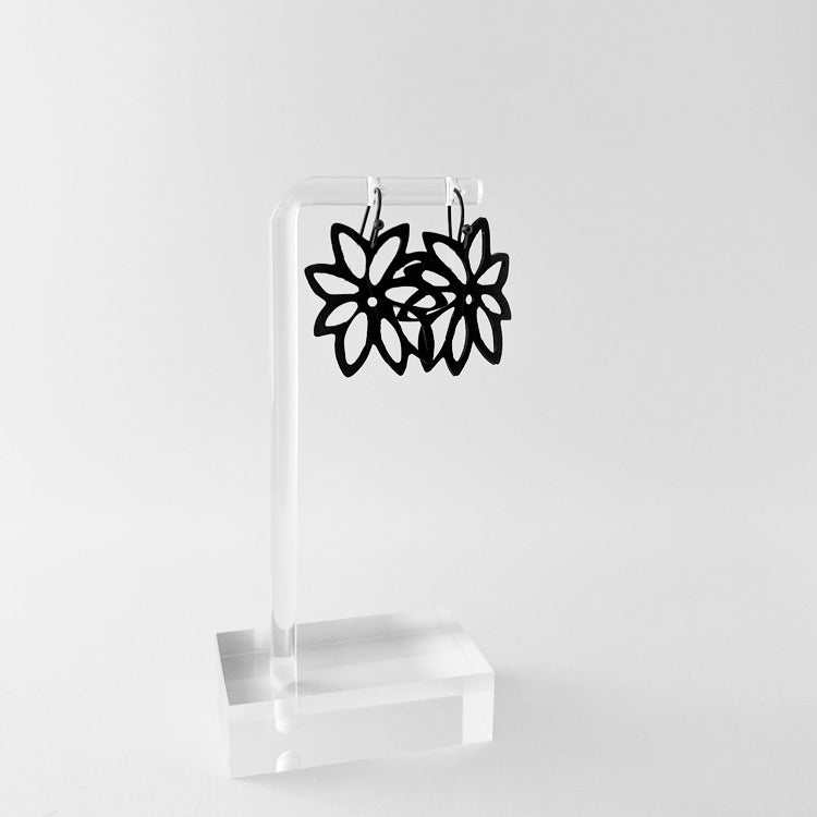 Tropical Flower Earrings handcrafted in Black Verdasil™, Verdalux™ collection — Designs That Elevate. Performance jewelry by KADEN & KAI®.