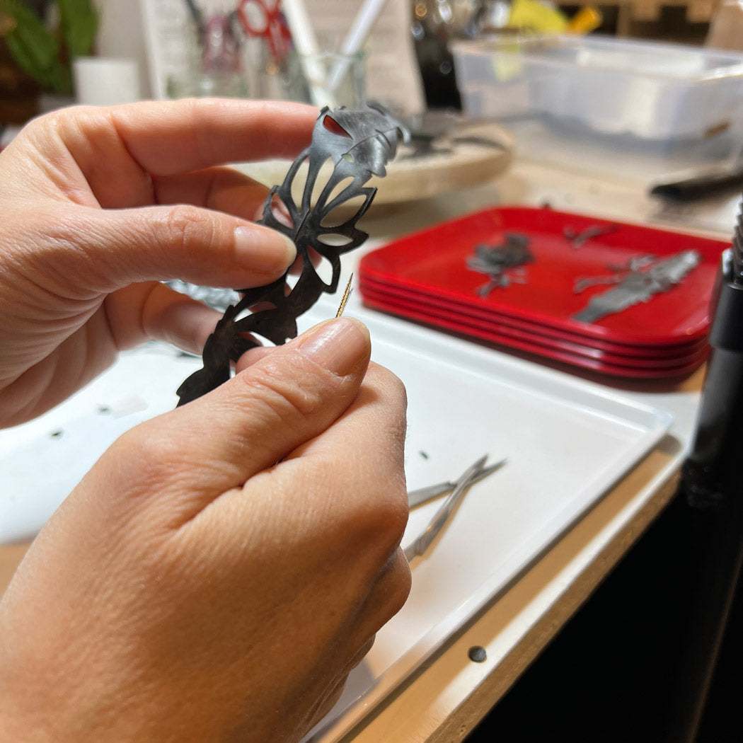 Tropical Flower Bracelet handcrafted in Black Verdasil™, Verdalux™ collection — Designs That Elevate. Performance jewelry by KADEN & KAI®.