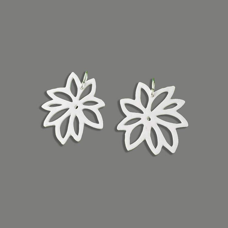 Tropical Flower Earrings handcrafted in White Verdasil™, Verdalux™ collection — Designs That Elevate. Performance jewelry by KADEN & KAI®.