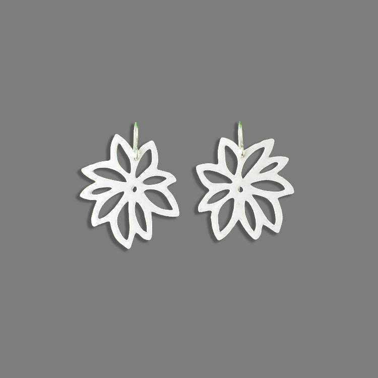 Tropical Flower Earrings handcrafted in White Verdasil™, Verdalux™ collection — Designs That Elevate. Performance jewelry by KADEN & KAI®.