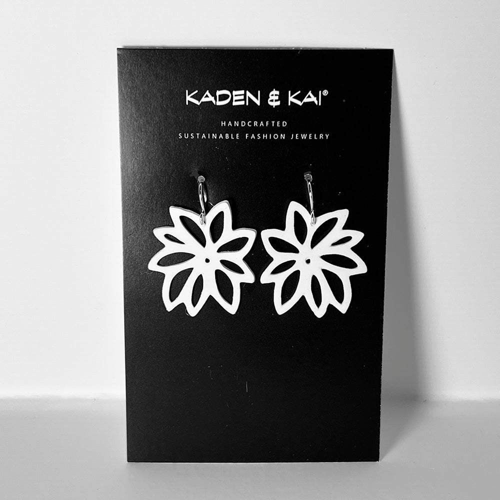 Tropical Flower Earrings handcrafted in White Verdasil® | Verdalure - Designs That Elevate | Sustainable Fashion Jewelry |  KADEN & KAI®