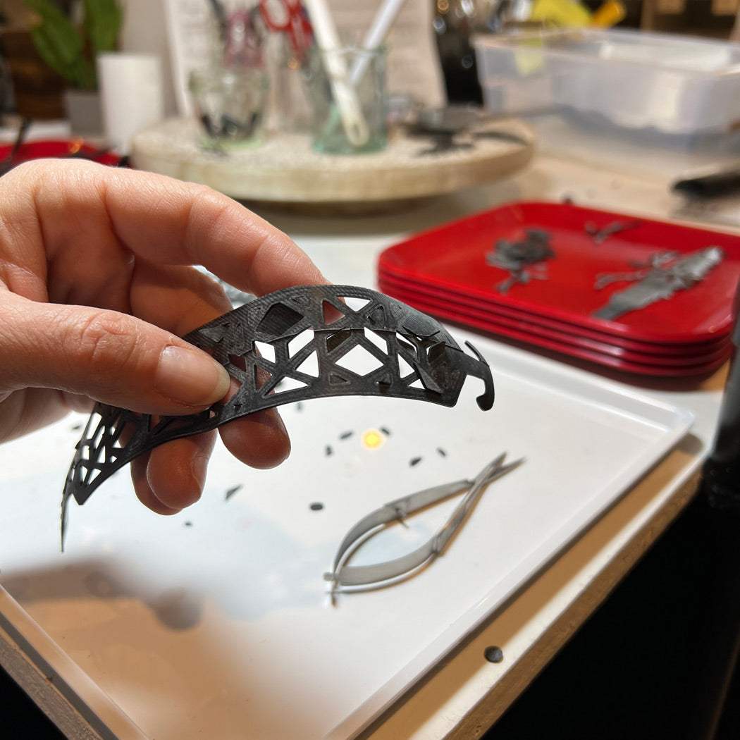 Tropical Vine Earrings handcrafted in Black Verdasil™, Verdari™ collection — Designed For Motion. Performance jewelry by KADEN & KAI®.