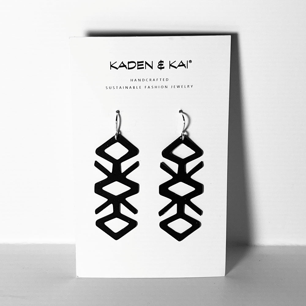 Tropical Vine Earrings handcrafted in Black Verdasil® | Verdari - Designed for Motion | Sustainable Fashion Jewelry |  KADEN & KAI®