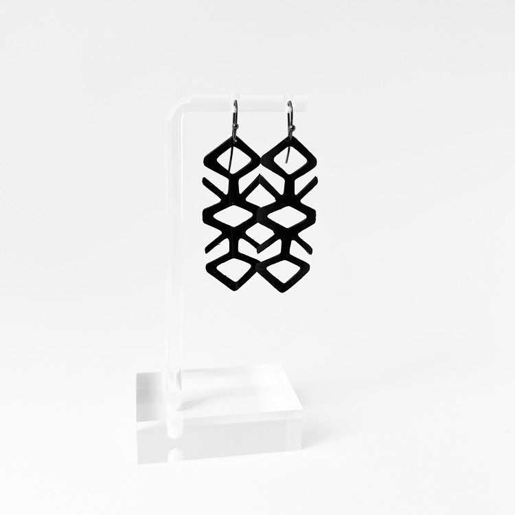 Tropical Vine Earrings handcrafted in Black Verdasil™, Verdari™ collection — Designed For Motion. Performance jewelry by KADEN & KAI®.