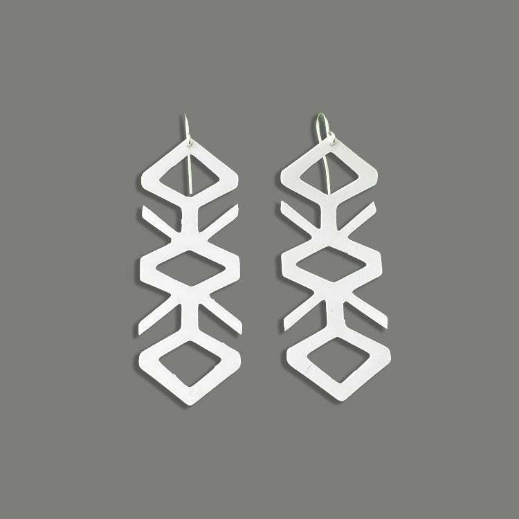 Tropical Vine Earrings handcrafted in White Verdasil™, Verdari™ collection — Designed For Motion. Performance jewelry by KADEN & KAI®.