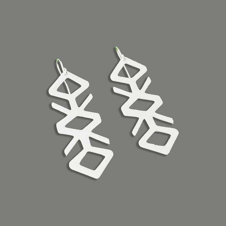 Tropical Vine Earrings handcrafted in White Verdasil™, Verdari™ collection — Designed For Motion. Performance jewelry by KADEN & KAI®.