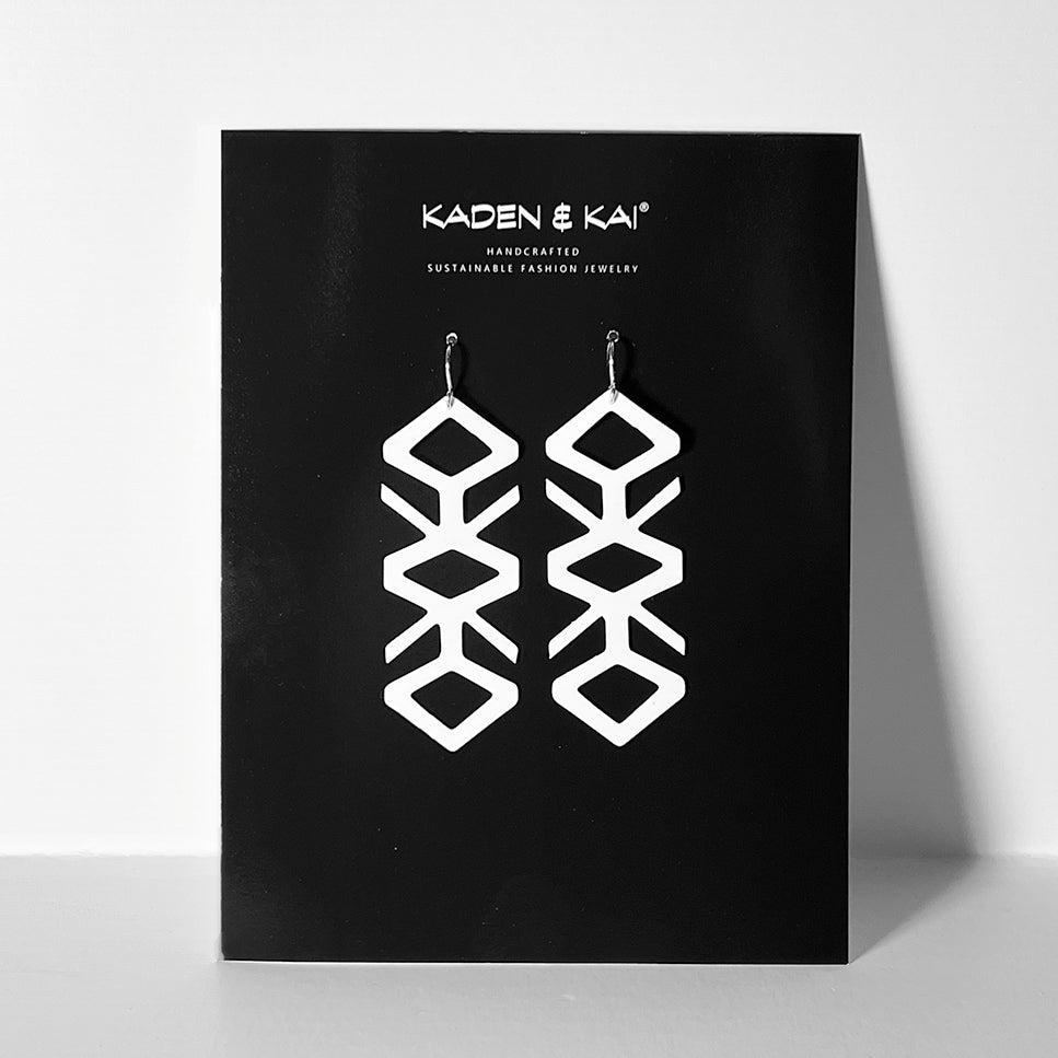 Tropical Vine Earrings handcrafted in White Verdasil® | Verdari - Designed for Motion | Sustainable Fashion Jewelry |  KADEN & KAI®