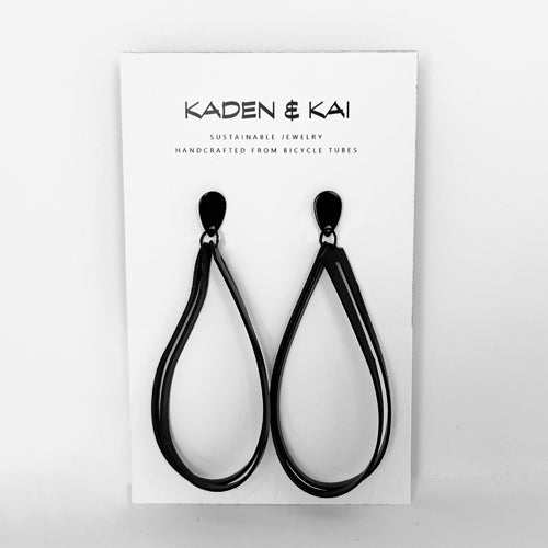 Shockwave Bicycle Tube Earrings on Display Card | Sustainable Fashion Earrings | Kaden & Kai