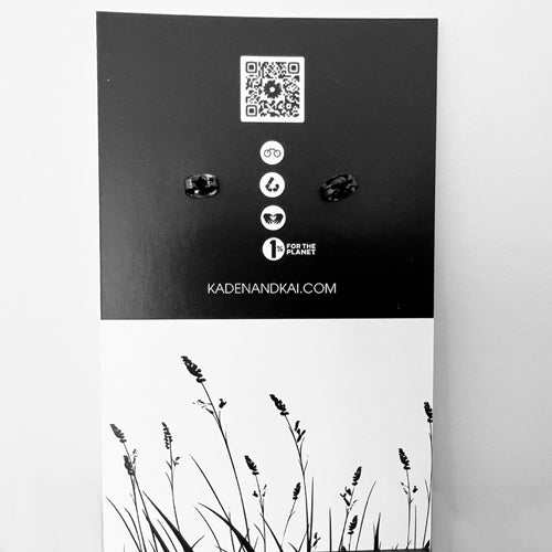 Back side of Display Card showing post stoppers | Kaden & Kai Sustainable Jewelry
