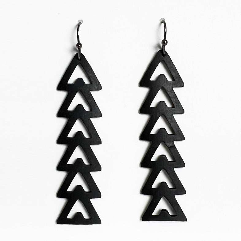 Full View of Momentum Black Triangle Earrings | Sustainable Fashion Jewelry | Kaden & Kai