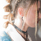 Snake Charm Bicycle Tube Earrings on Model | Sustainable Fashion Earrings | Kaden & Kai