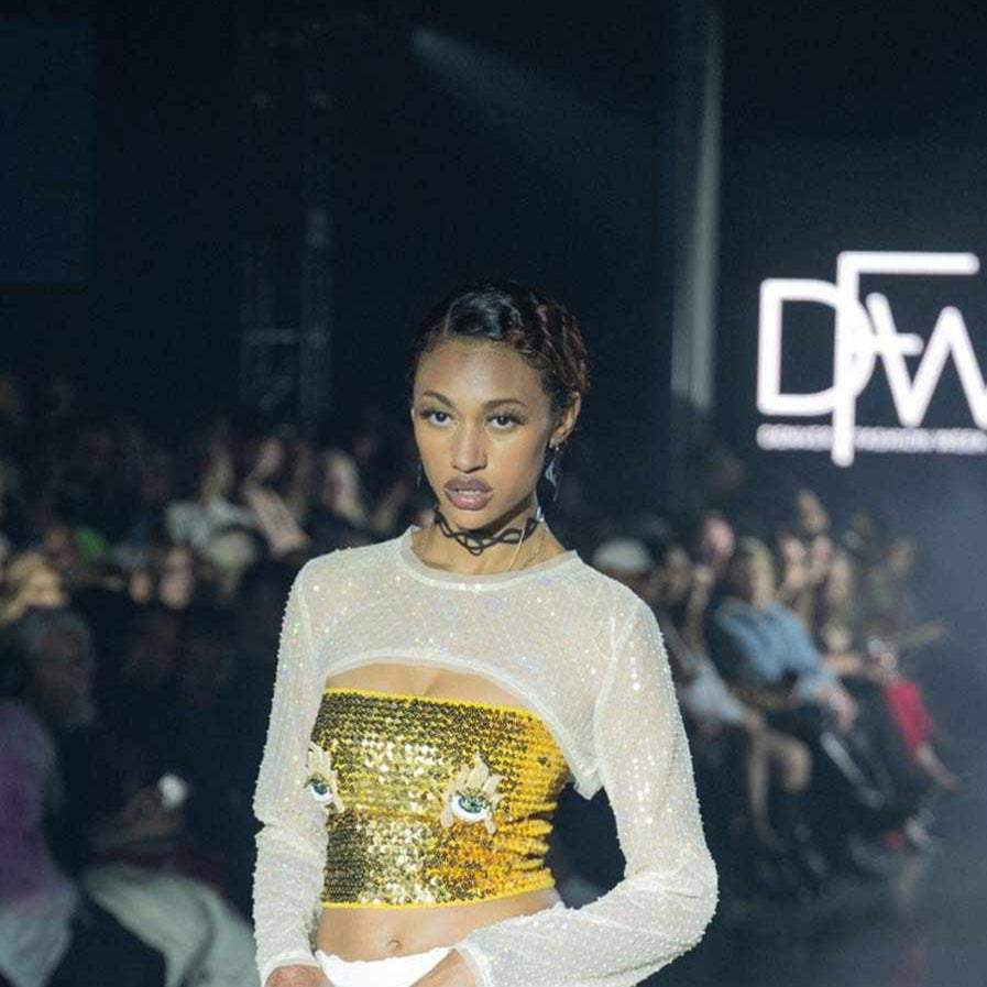 Pure Whimsy Bicycle Tube Choker Worn by Model on Runway at Fashion Week | Sustainable Fashion Jewelry | Kaden & Kai