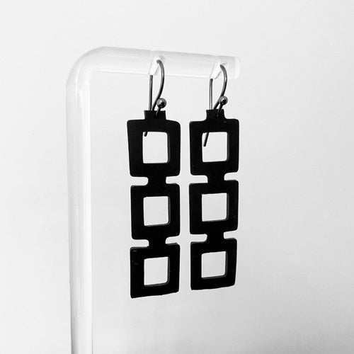 Chain Reaction Bicycle Tube Earrings on Stand | Sustainable Fashion Earrings | Kaden & Kai