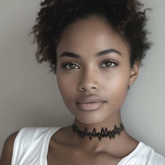 Fierce Bicycle Tube Thorn Choker worn by model | Sustainable Fashion Jewelry | Kaden & Kai