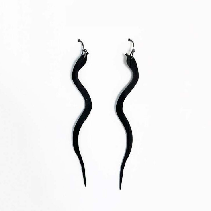 Snake Charm Bicycle Tube Earrings | Sustainable Fashion Earrings | Kaden & Kai