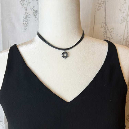 Sunburst Bicycle Tube Choker Necklace on Mannequin | Sustainable Fashion Jewelry | Kaden & Kai